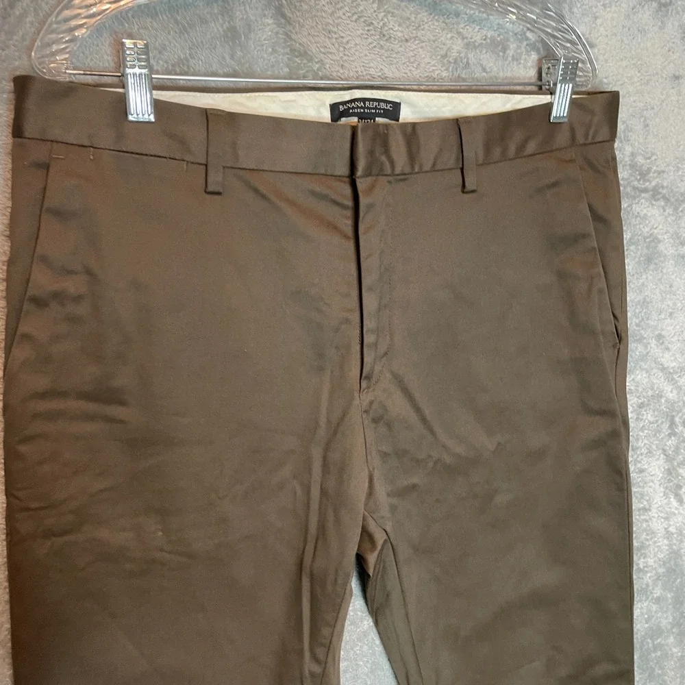 Banana Republic Mens Aiden Slim Fit Chino 36x34* Terra Brown Neutral Elevated
